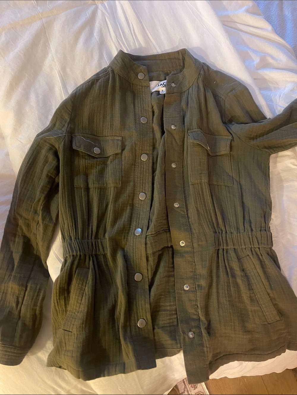 Jack by BB Dakota Olive Green Button-Front Utility Shirt